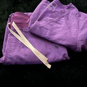 Figs Women's Purple Scrub set with pink accent